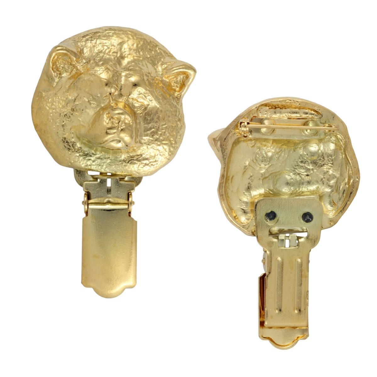 Akita, Akita Inu - broszka z klipsem, pozłacany uchwyt na numer startowy, elegancka przypinka na wystawę psów marki Art-Dog