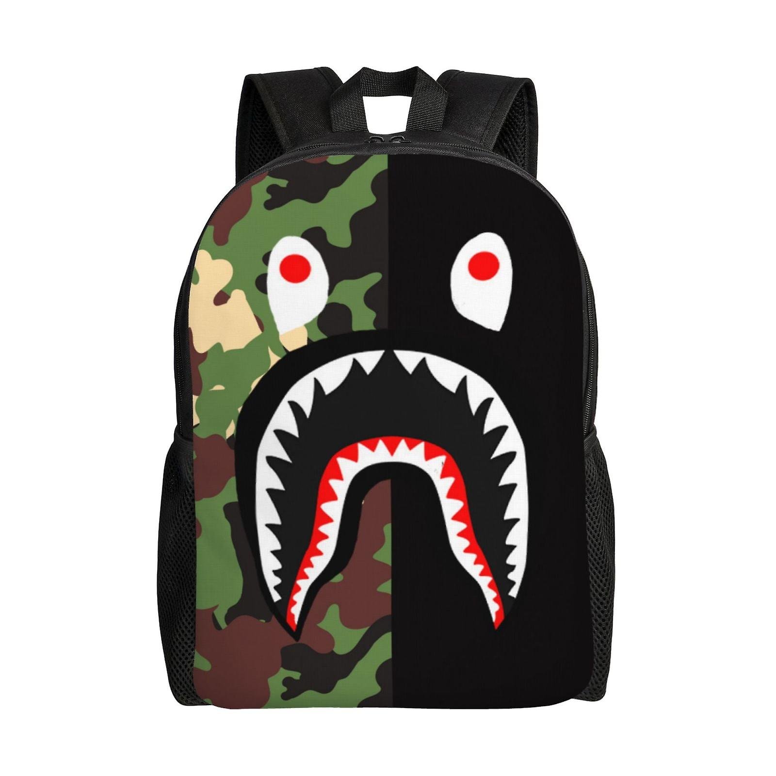 Bape Face Shark Plecaki Casual Daypacks Torba na książki studenckie Drukowanie Tornister Plecak Lekki tornister 16.1 X 11.8 X 4.5inches