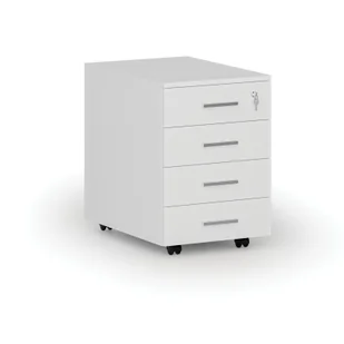 Kontenerek biurowy mobilny SEGMENT, 4 szuflady, 430 x 546 x 619 mm, biały - Szafki biurowe - miniaturka - grafika 1