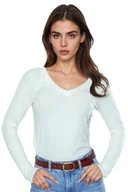 Koszulki i topy damskie - Koszulka damska z długim rękawem z prążkowanej wiskozy Eleonor ecru 2XL - miniaturka - grafika 1