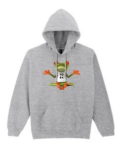 Bluza z kapturem z nadrukiem Żaba Joga Zen Hobby Szara M - Bluzy męskie - miniaturka - grafika 1