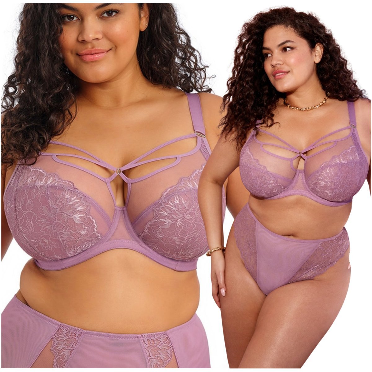 Biustonosz Elomi Brianna z paskami Heather / Liliowy 40GG/90J