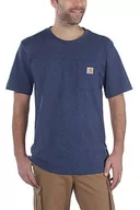 Koszulki sportowe męskie - Koszulka męska T-shirt Carhartt Heavyweight Pocket K87 413 Dark Cobalt Blue Heather - miniaturka - grafika 1