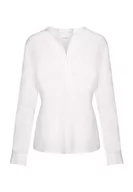 Bluzki damskie - Seidensticker Damska bluzka - modna bluzka - tunika bluzka - regularny krój - stójka - dekolt w serek - długi rękaw - 100% wiskoza, biały, 48 - miniaturka - grafika 1