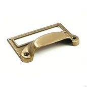 Zawiasy, okucia i inne akcesoria - Uchwyt meblowy muszlowy z etykietą Antyczne Złoto - miniaturka - grafika 1