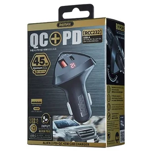 Remax Alien II ładowarka samochodowa USB / USB Typ C 45W Power Delivery Quick Charge czarny (RCC232 black) - Ładowarki samochodowe - miniaturka - grafika 3