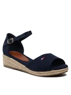 Buty dla dziewczynek - Tommy Hilfiger Espadryle Rope Wedge Sandal T3A7-32185-0048 M Granatowy - miniaturka - grafika 1
