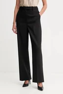 Spodnie sportowe damskie - Tommy Hilfiger spodnie wełniane damskie kolor czarny proste high waist WW0WW48362 - miniaturka - grafika 1