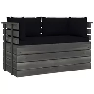 Sofy ogrodowe - vidaXL Ogrodowa sofa 2-osobowa z palet, z poduszkami, drewno sosnowe - miniaturka - grafika 1