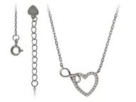 Naszyjniki - Naszyjnik srebrny nieskończoność i serce fn473 - miniaturka - grafika 1