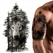 Zabawki kreatywne - DZIARA TATUAŻ ZMYWALNY TYMCZASOWY KALKOMANIA RĘKAW WILK PARTYZANCI AK - miniaturka - grafika 1