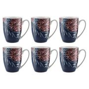 Kubki - Kubek porcelanowy do kawy herbaty granatowy w kwiaty zestaw 6 sztuk 300 ml Altom Design Margo - miniaturka - grafika 1