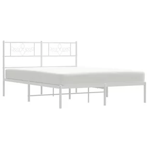 Metalowa rama łóżka z wezgłowiem, biała, 120x190 cm Lumarko! - Łóżka - miniaturka - grafika 2