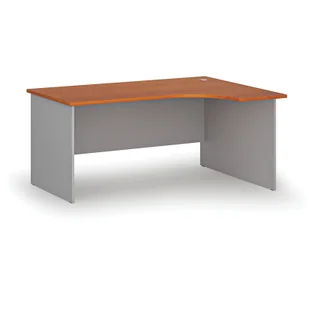 Biurko narożne PRIMO GRAY, 1600 x 1200 mm, prawe, szary/czereśnia - Biurka - miniaturka - grafika 1