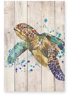 Madre Selva Nadruk "Turtle" na drewnie - 40 x 60 cm - Obrazy i zdjęcia na płótnie - miniaturka - grafika 1