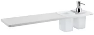 Półki łazienkowe - Sapho Abeline - Półka z dozownikiem i szklankami, długość 50 cm, kolor biały matowy/chrom AE502-0101-02 - miniaturka - grafika 1