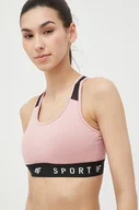 Bielizna sportowa damska - 4F biustonosz sportowy kolor różowy - miniaturka - grafika 1