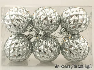 Bombki choinkowe srebrne - 8 cm - 6 szt. - Bombki - miniaturka - grafika 1