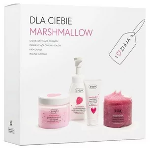 Ziaja Zestaw Marshmallow, galaretka myjąca do kąpieli, 260 ml + pianka myjąca, 250 ml + krem do rąk, 50 ml + karmelizowany peeling cukrowy, 300 ml - Zestawy kosmetyków damskich - miniaturka - grafika 1