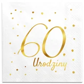 Dekoracje i nakrycia stołu na imprezę - Serwetki białe 60 Urodziny 12 szt. - miniaturka - grafika 1
