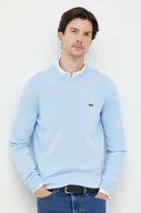 Swetry męskie - Lacoste sweter bawełniany kolor niebieski lekki - miniaturka - grafika 1