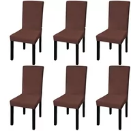 Pokrowce na meble - vidaXL Elastyczne pokrowce na krzesła w prostym stylu brąz 6 szt. - miniaturka - grafika 1