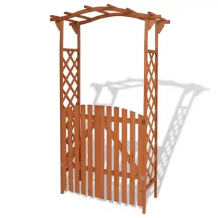 vidaXL Pergola ogrodowa z bramką, lite drewno, 120 x 60 205 cm - Kratki i pergole - miniaturka - grafika 1