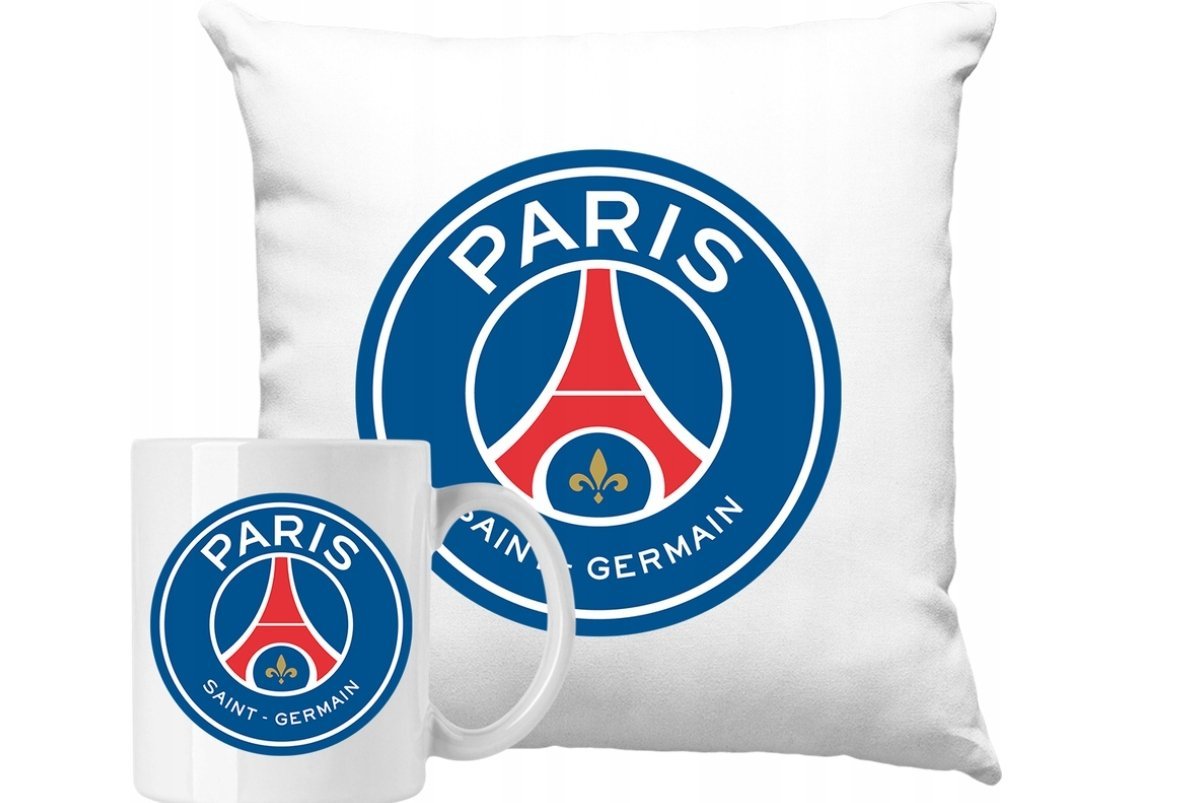 ZESTAW PODUSZKA + KUBEK PSG Logo Pomysł Na Prezent +IMIĘ
