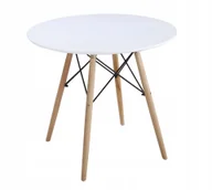 Stoły - Stół okrągły skandynawski styl 80 x 80x75cm biały - miniaturka - grafika 1