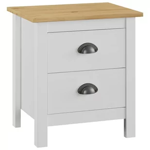 Vida Szafka nocna biała 46x35x49,5 cm lite drewno sosnowe V-288906 - Szafki nocne - miniaturka - grafika 1