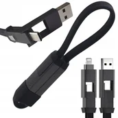 Kable USB - Kabel magnetyczny 4w1 do ładowania brelok 60W 15cm USB C USB A Lightning - miniaturka - grafika 1