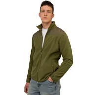 Bluzy męskie - Ciepły polara męski bluza polarowa rozpinana khaki z kieszeniami Captain Mike M - miniaturka - grafika 1
