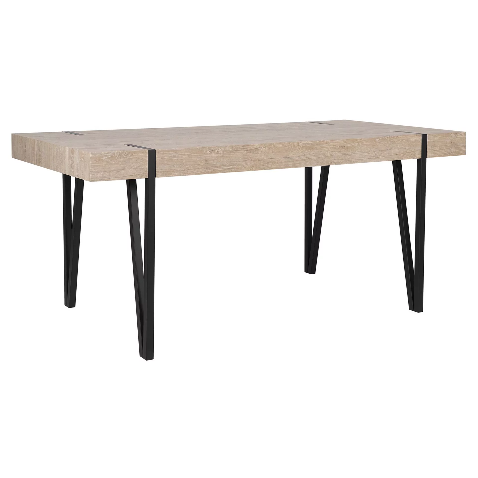 Beliani Stół do jadalni 150 x 90 cm jasne drewno z czarnym ADENA