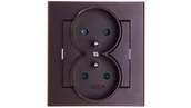 Gniazdka elektryczne - Ospel Gniazdo podwójne z uziemieniem, z przesłonami torów prądowych, kolor czekoladowy metalik GP-2RZP/40 - miniaturka - grafika 1