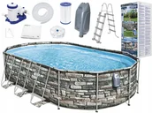 Baseny ogrodowe - Bestway Basen stelażowy 610x366 10w1 kamień 56719 - miniaturka - grafika 1