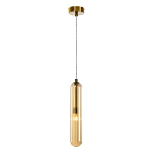 GREENLUX OUTLET PAX GOLD lampa wisząca złota klosz szkło bursztynowe 1xG9 - Oprawy, klosze i abażury - miniaturka - grafika 1
