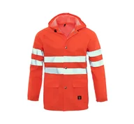 Odzież robocza - Kurtka PRZECIWDESZCZOWA z kapturem ODBLASKOWA ORANGE sztormiak ROZM 60 - miniaturka - grafika 1