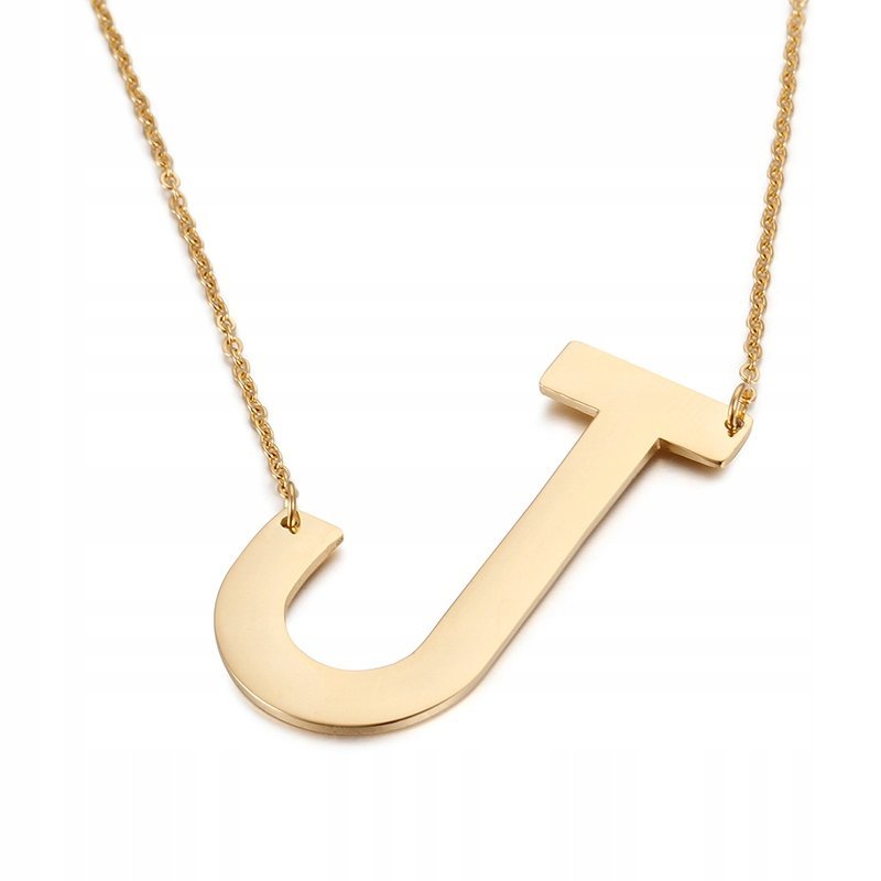 Złoty Naszyjnik Łańcuszek DUŻA LITERA J Stal 316L
