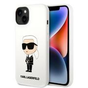 Etui i futerały do telefonów - Karl Lagerfeld KLHCP14MSNIKBCH iPhone 14 Plus 6,7" hardcase biały/white Silicone Ikonik - miniaturka - grafika 1