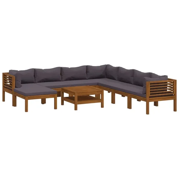 Zestaw mebli ogrodowych drewnianych, ciemnoszary, 65x65x35cm, 69x69x62,5cm,