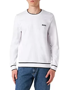 Bluzy męskie - BOSS Męska bluza dresowa Loungew, White100, L - grafika 1
