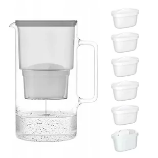 Wessper AquaMax Crystalline 2,5L Szary szklany dzbanek filtrujący z 6 wkładami - Dzbanki filtrujące - miniaturka - grafika 1