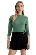 Swetry damskie - DeFacto Damski sweter Tricot, zielony, XS - miniaturka - grafika 1