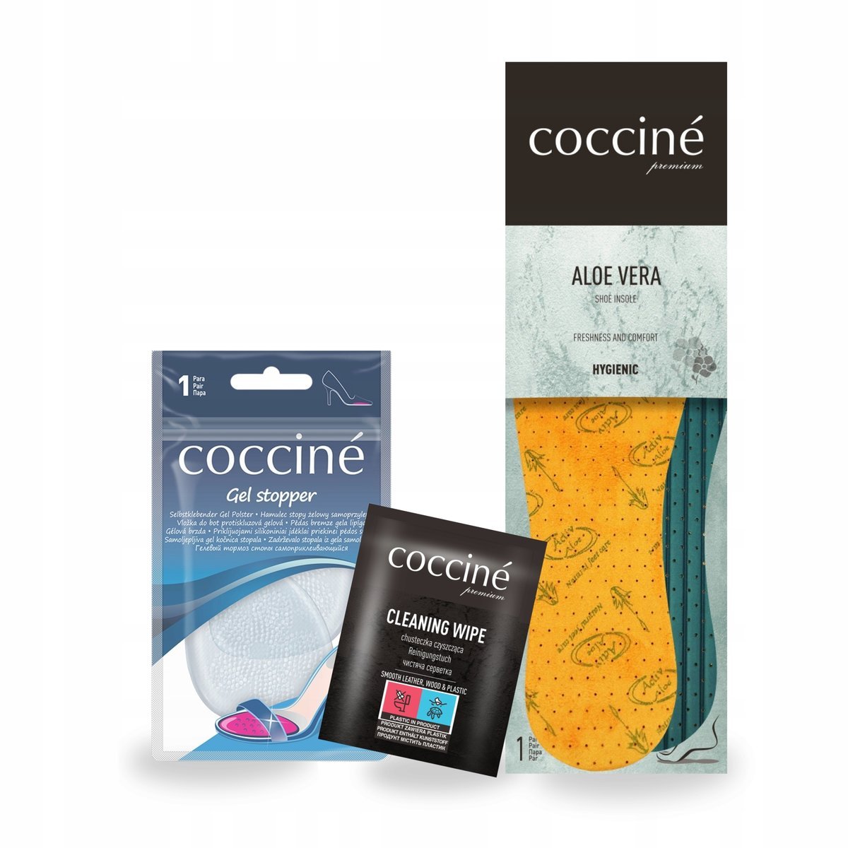 Żelowe Hamulce Chusteczka Czyszcząca i Wkładki do Butów Coccine Zestaw 3w1