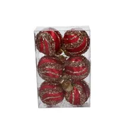 Bombki - Bombka styropianowa 6 cm czerwono-złota 6 szt. - miniaturka - grafika 1