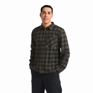 Męska koszula flanelowa Jack Wolfskin LITE FLANNEL SHIRT M CHECK obsidian moss - M - Koszule męskie - miniaturka - grafika 1