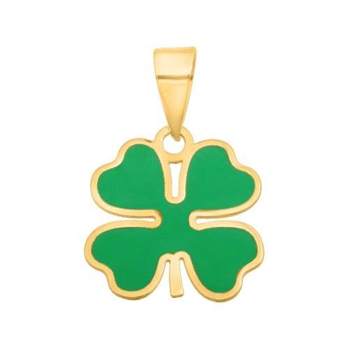 Złota Przywieszka Koniczynka 585 0.45 g Rodium