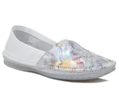 Baleriny - Baleriny damskie Maciejka 1930 skórzane białe kwiaty wygodne wsuwane -37 - miniaturka - grafika 1