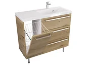 Szafki łazienkowe - Szafka Stojąca Z Umywalką ATHD 90 cm K Prawa - Dąb Evoke Coast Mat - Uchwyty Stal Szczotkowana - miniaturka - grafika 1