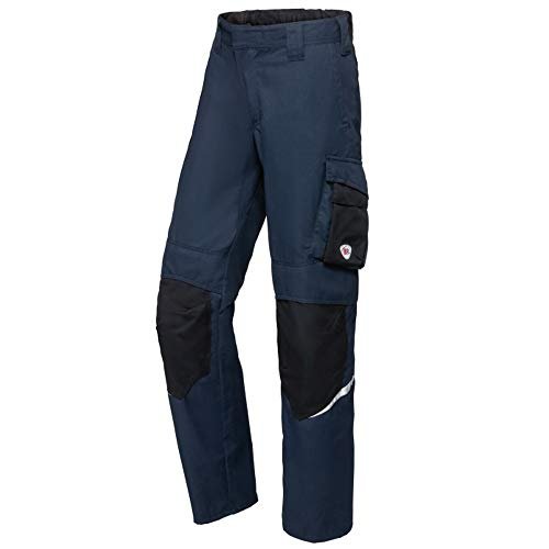 BP 2436-581-1432-34l spodnie robocze dla mężczyzn, smukły krój z wyższą talią na plecach, 35% aramid/30% modakryl, 25% bawełna/9% poliamid/1% inne włókna, ciemnoniebieski/czarny, rozmiar 34L